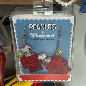 Peanuts Red Doghouse Snoopy & Woodstock Dangle Earrings